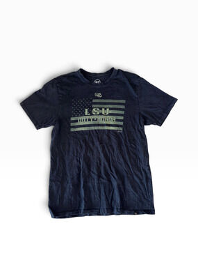 47 Men's Tee | Black | Pre-Owned LSU Flag Graphic | Size L | College Apparel